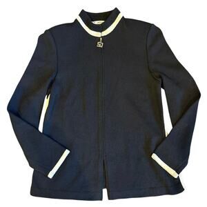 St. John Collection by Marie Grey Black Zip Up Sweater Jacket Size 4